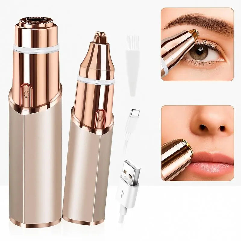Eyebrow-Facial Hair Remover Women: Portable 2 in 1 Electric Shaver and Facial Trimmer - Rechargeable Eyebrow Lips Body Facial Razor Comfort