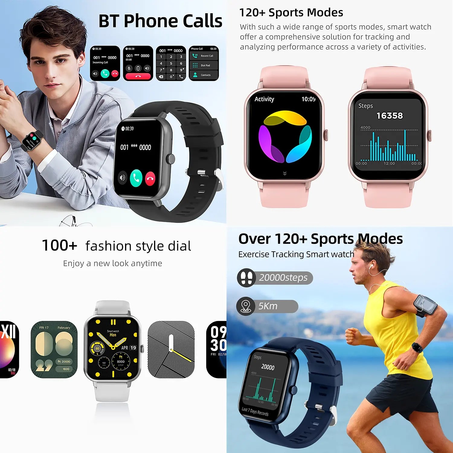 1.83" Touchscreen Smart Watch, Wireless Smart Watch, Calling Smart Watch, Digital Fitness Watches with Call Function & 100+ Sports Modes, Fitness Watch, Waterproof Smartwatch
