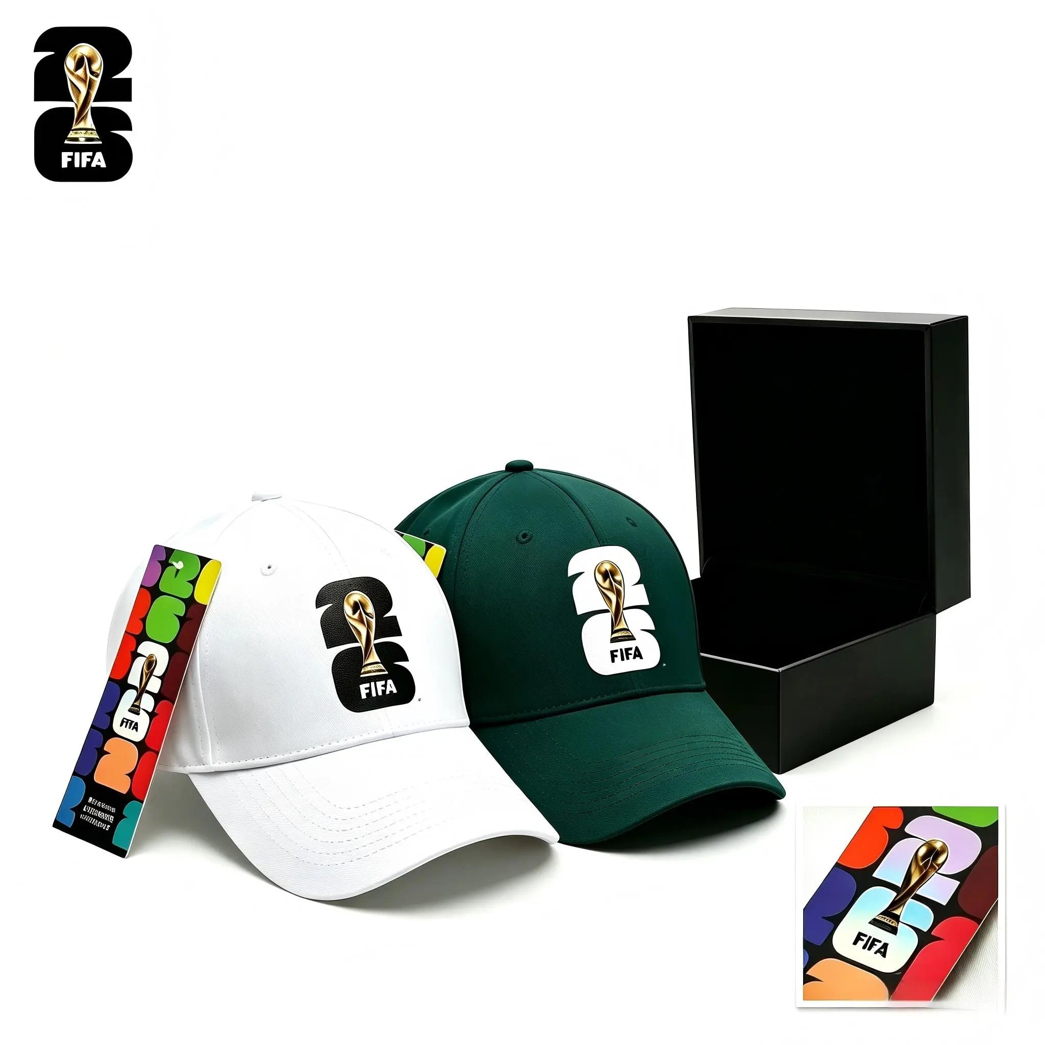 FIFA 2026 World Cup Commemorative Victory Cap - Trophy Silhouette Snapback Baseball Hat, White/Green/Black Casual Fan Collectible for Sports, Streetwear