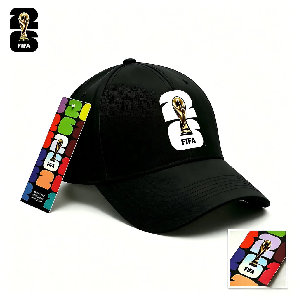 FIFA 2026 World Cup Commemorative Victory Cap - Trophy Silhouette Snapback Baseball Hat, White/Green/Black Casual Fan Collectible for Sports, Streetwear