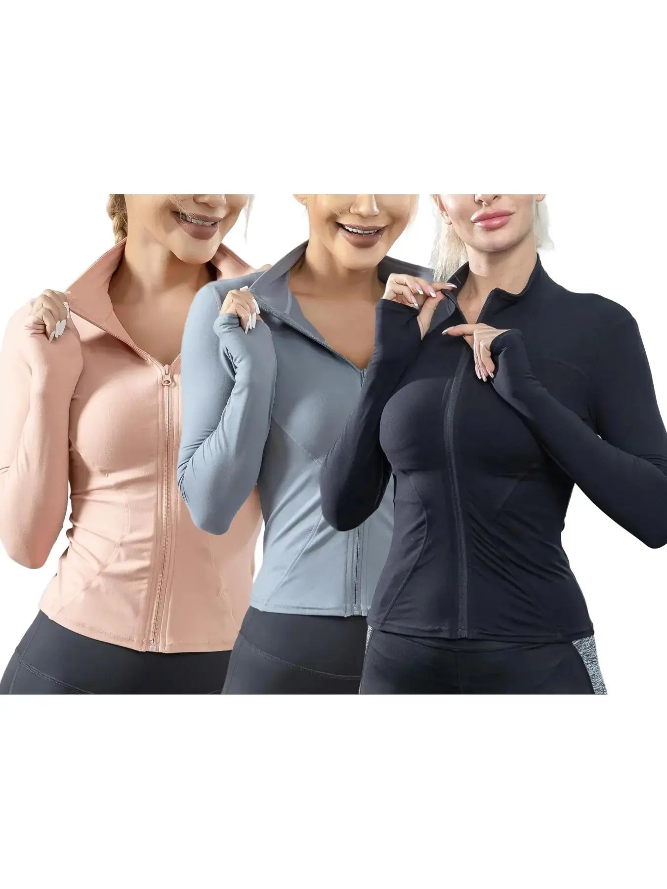 Women'S Quick Drying Breathable Zip up Sports Jacket with Thumb Holes, High Stretch Long Sleeve Sports Top, Slim Fit Outerwear for Gym Yoga, Basic Comfort Sportswear, Clothing for Indoor Outdoor, Clothes Women, Workout Outfits, Gym Clothes