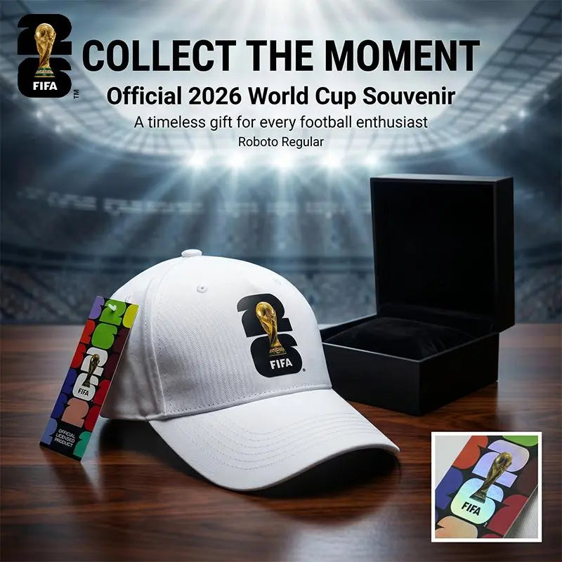 FIFA 2026 World Cup Commemorative Victory Cap - Trophy Silhouette Snapback Baseball Hat, White/Green/Black Casual Fan Collectible for Sports, Streetwear