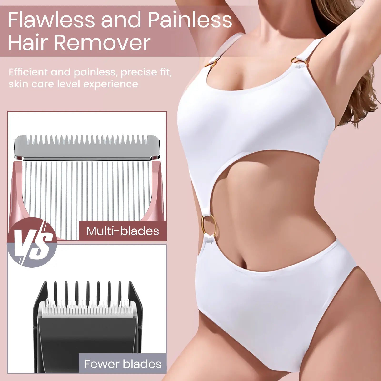 Akunbem 2 in 1 Women'S Electric Shaver Dual Head Bikini Trimmer IPX7 Waterproof Wet Dry Use Body Hair Trimmer Facial Hair Remover for Bikini Underarm Leg Arm Body Face