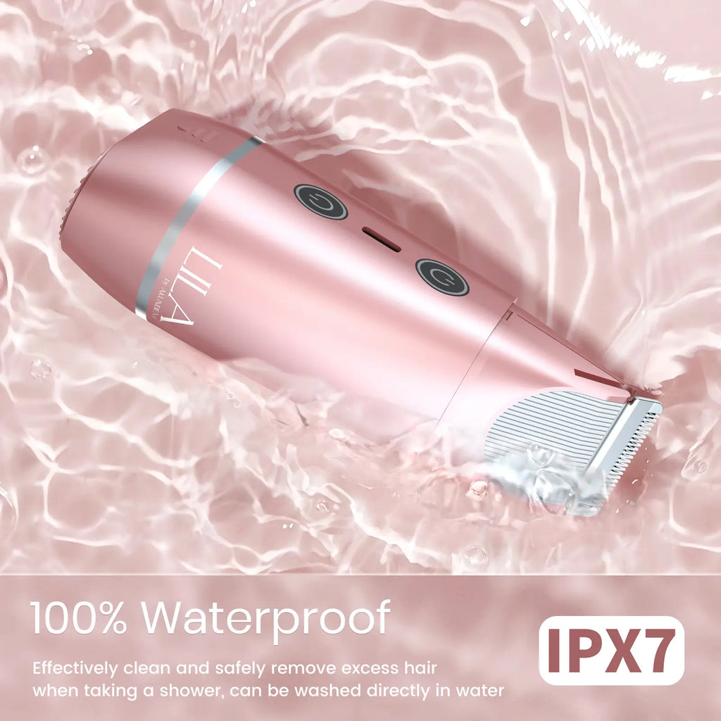 Akunbem 2 in 1 Women'S Electric Shaver Dual Head Bikini Trimmer IPX7 Waterproof Wet Dry Use Body Hair Trimmer Facial Hair Remover for Bikini Underarm Leg Arm Body Face