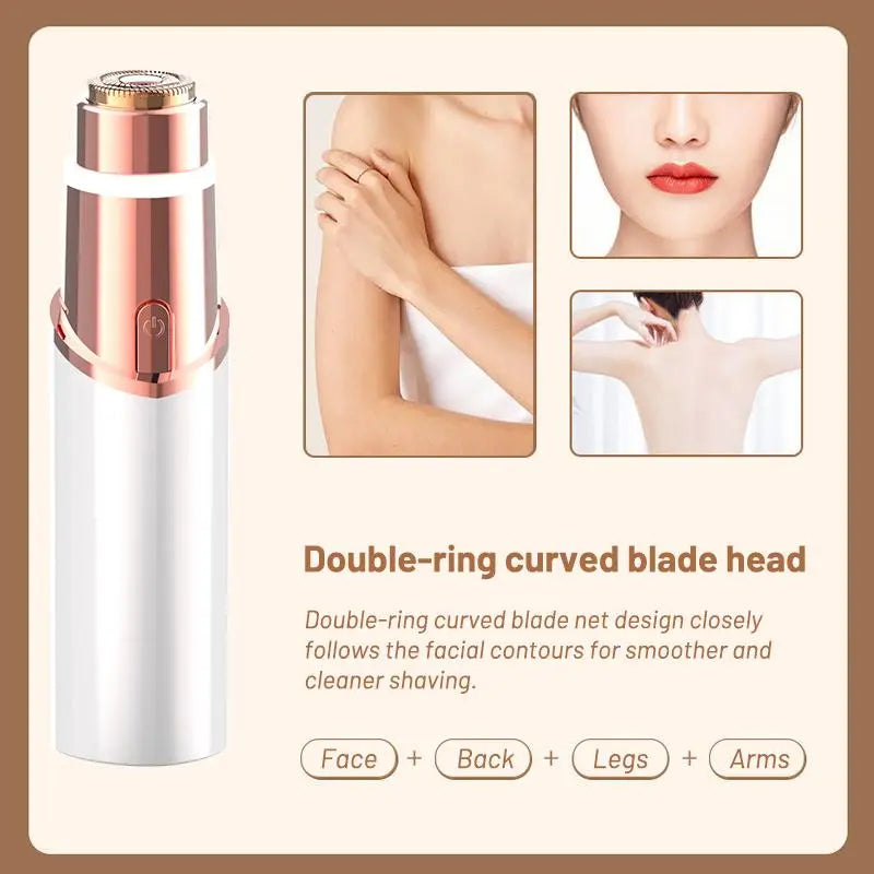 Eyebrow-Facial Hair Remover Women: Portable 2 in 1 Electric Shaver and Facial Trimmer - Rechargeable Eyebrow Lips Body Facial Razor Comfort