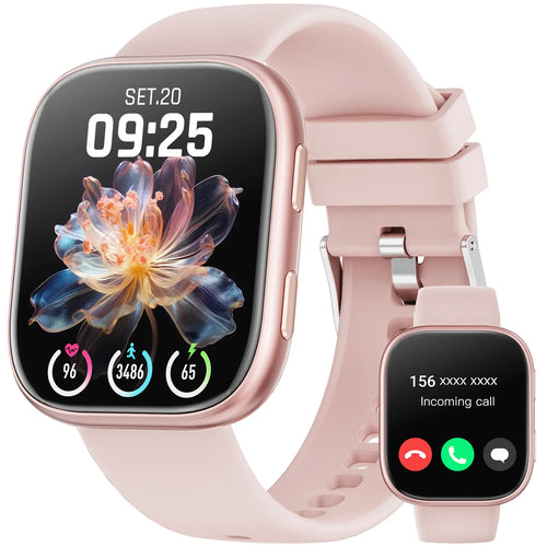 2026 New Chic Women'S Smartwatch - Wearable Touchscreen Activity Watch with Bluetooth, Silicone Band, Call Reminders/Rejection, 100+ Sports Modes, DIY Dials, Message Alerts, Compatible with Android/Iphone, Gift Option